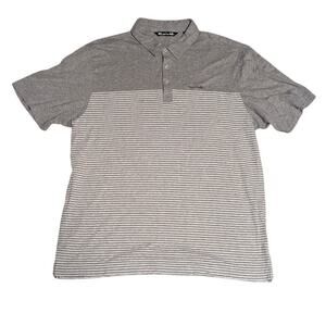 Men's Size L Travis Mathew Grey Striped Double Sided Pattern Golf Polo